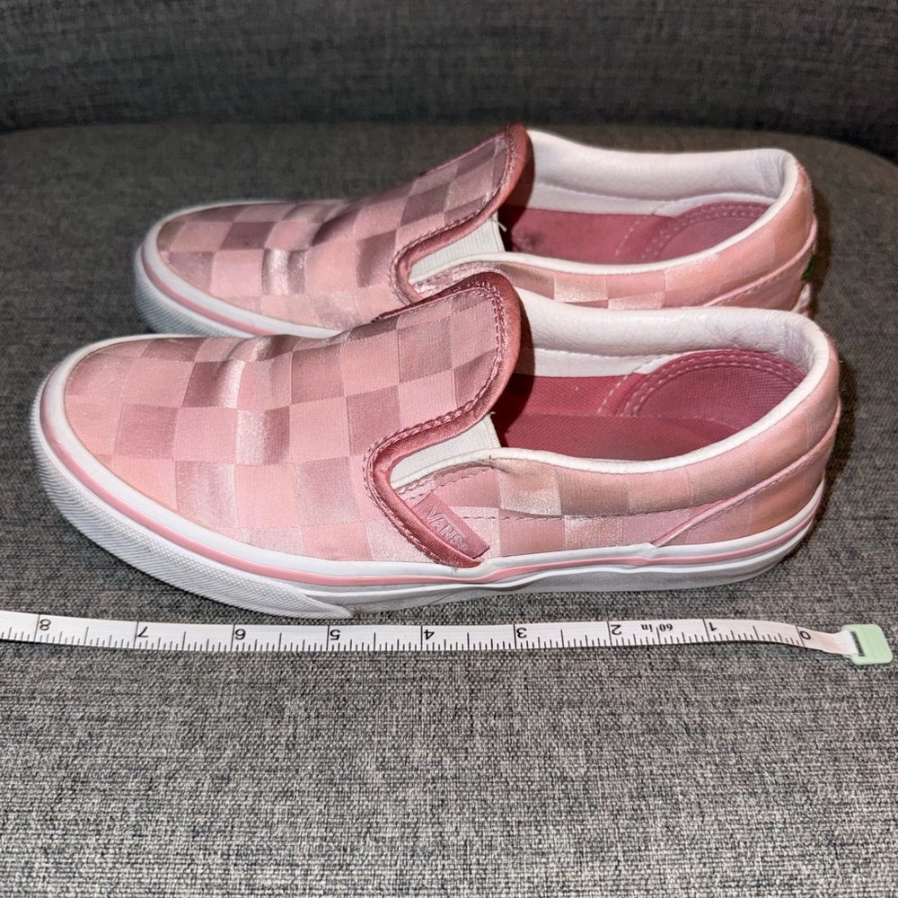 Vans Kids Little Girls Pink and White Checkered Slip-On Sneakers Girls Size 2 - Picture 9 of 16